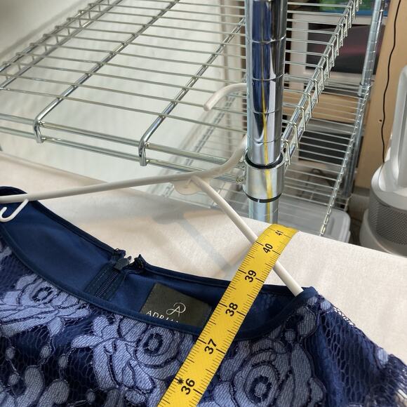 Adrianna Papell Women's Blue Lace Midi Dress Size 12 Elegant Party Occasions - Picture 3 of 11